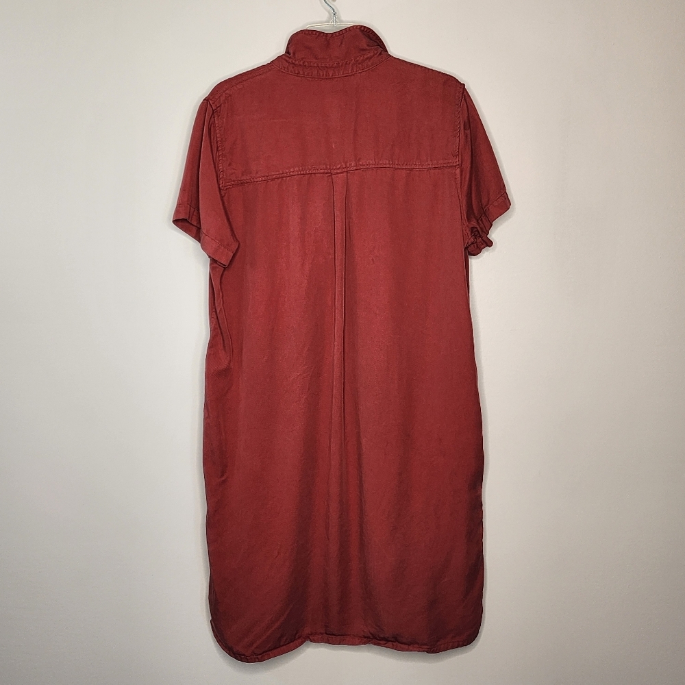 GAP Popover Brick Red Short Sleeve Shirt Dress Large - Picture 9 of 10